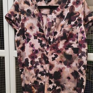 Simply Vera Vera Wang Floral Blouse - Pink and Black